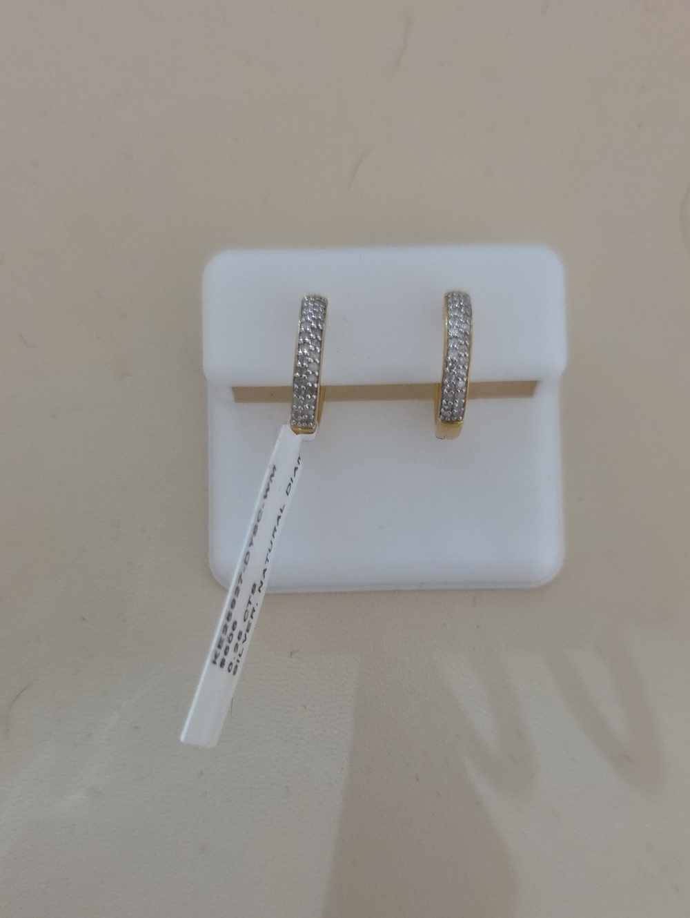 Sterling Silver Gold Vermil Diamond Pavé Hoop Earrings